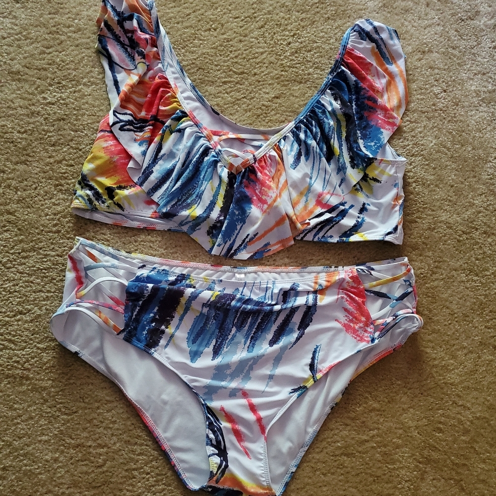Multi-color Plus Size 2pc Swimsuit